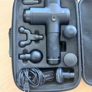 Hypervolt Plus Black Massage Device with attachments